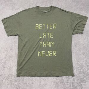 Aerie Sleepshirt Womens Small Green‎ Tee Short Sleeve Better Late Than Never